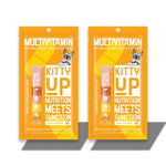 Two Kitty Up Multivitamin Optimal Purée treats for cats pouches (Real Chicken) on a light background
