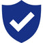 Blue shield with a white checkmark in the middle.