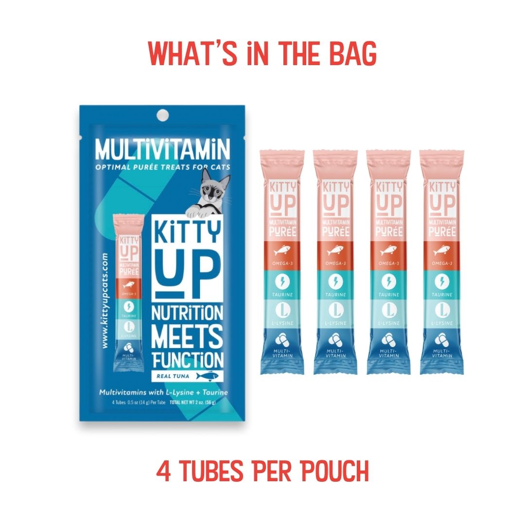 Kitty Up Multivitamins in tuna for cats has 4 tubes in one pouch