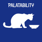 Icon labeled “Palatability” showing a cat silhouette facing a food bowl.