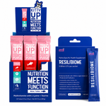 Kitty Up Daily Wellness Bundle featuring ResiliBiome probiotic supplement and Multivitamin tuna puree for gut health, immune support, and daily nutrition for cats.
